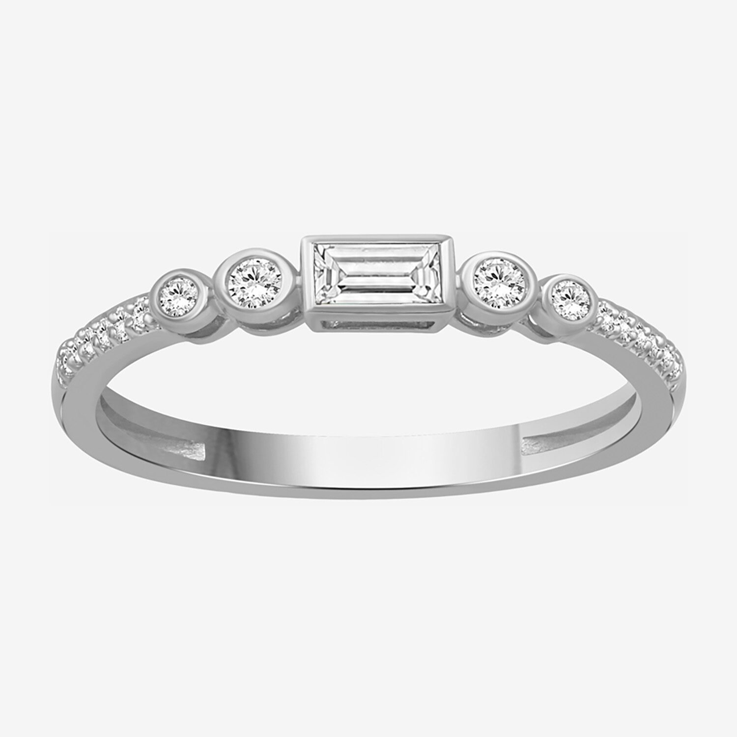 Limited Quantities! Womens 1/5 CT. Lab Grown White Diamond Sterling Silver Side Stone Cocktail Ring