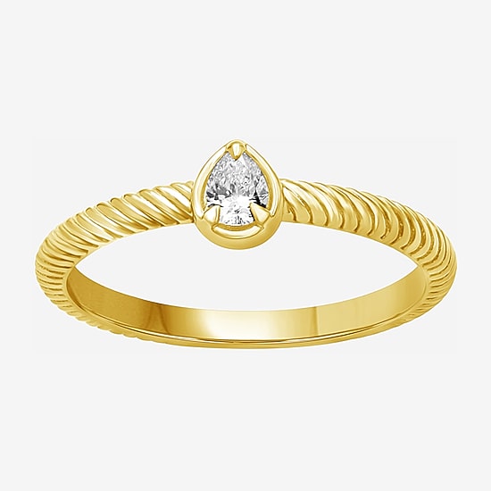 Limited Quantities! Womens 1/7 CT. T.W. Lab Grown White Diamond 14K Gold Over Silver Pear Cocktail Ring