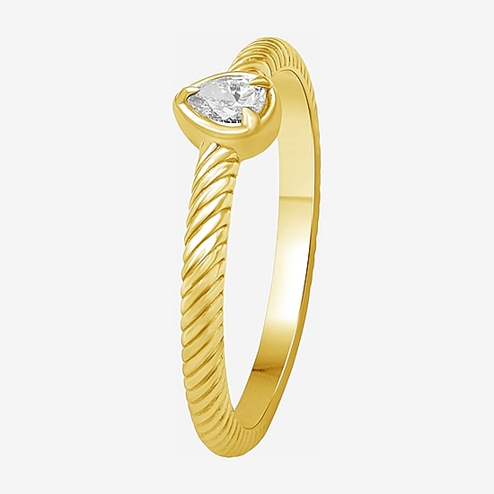 Limited Quantities! Womens 1/7 CT. T.W. Lab Grown White Diamond 14K Gold Over Silver Pear Cocktail Ring