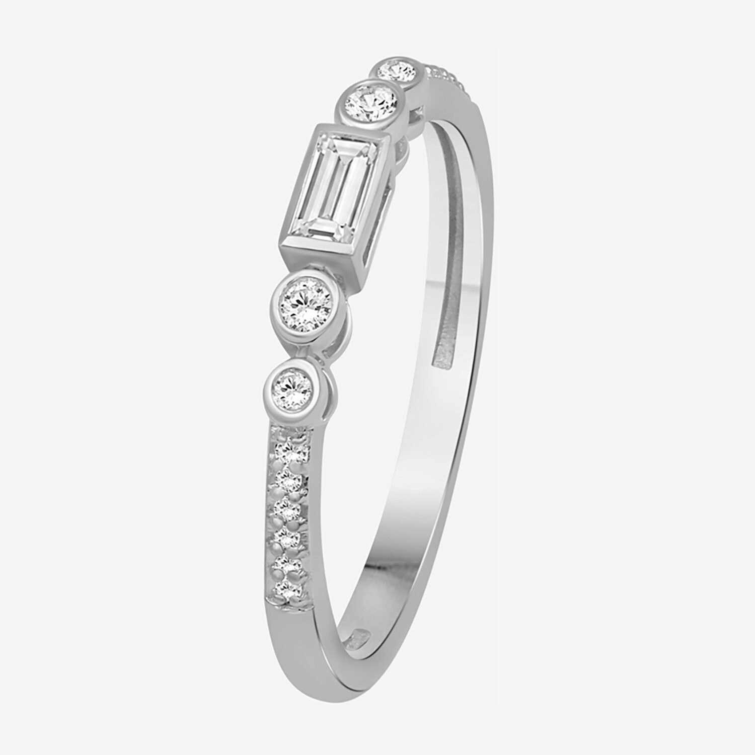 Limited Quantities! Womens 1/5 CT. Lab Grown White Diamond Sterling Silver Side Stone Cocktail Ring