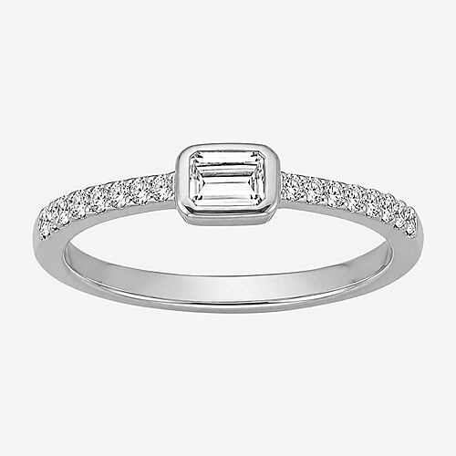 Limited Quantities! Womens 1/3 CT. T.W. Lab Grown White Diamond Sterling Silver Side Stone Cocktail Ring, 9, White