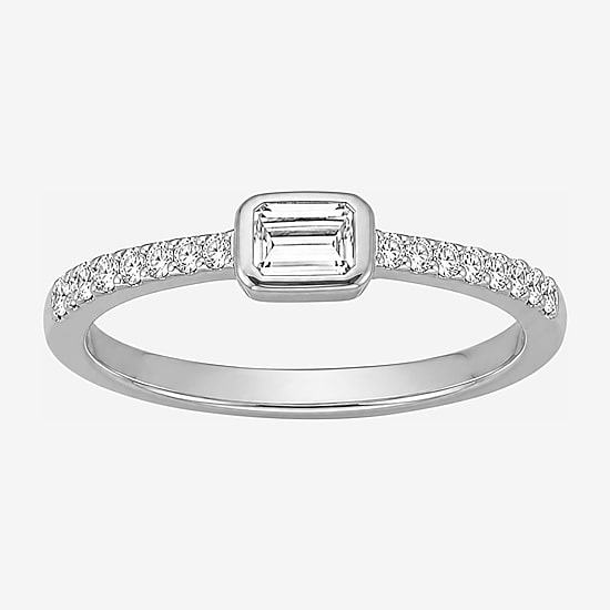 Limited Quantities! Womens 1/3 CT. T.W. Lab Grown White Diamond Sterling Silver Side Stone Cocktail Ring