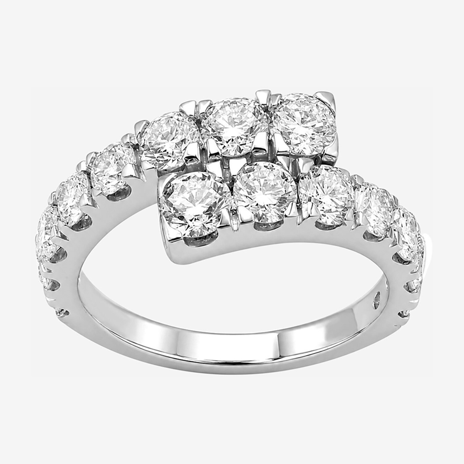 Limited Quantities! Womens 2MM 2 CT. T.W. Lab Grown White Diamond Sterling Silver Bypass  Band