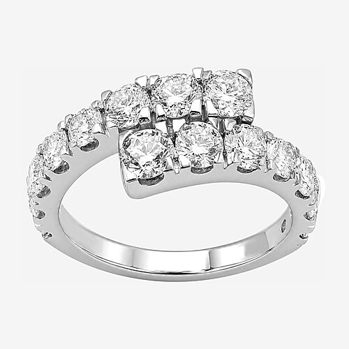 Limited Quantities! Womens 2MM 2 CT. T.W. Lab Grown White Diamond Sterling Silver Bypass Band, 9, White