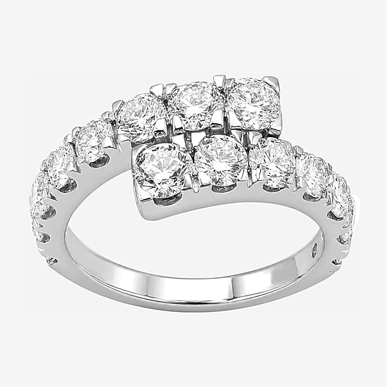 Limited Quantities! Womens 2MM 2 CT. T.W. Lab Grown White Diamond Sterling Silver Bypass  Band