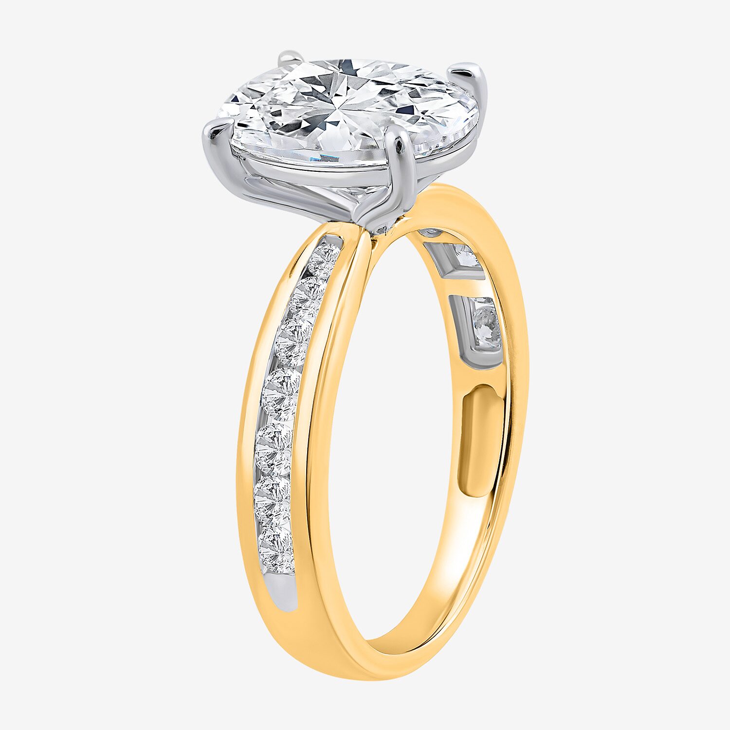(I / Si2) Womens 3 CT. T.W. Lab Grown White Diamond Sterling Silver Oval Side Stone Engagement Ring