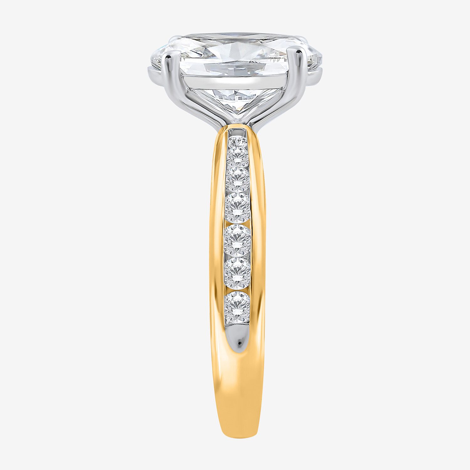 (I / Si2) Womens 3 CT. T.W. Lab Grown White Diamond Sterling Silver Oval Side Stone Engagement Ring
