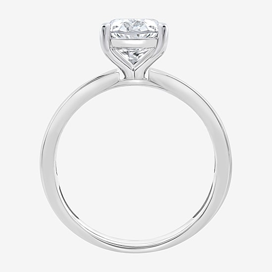 (I / Si2) Womens 3 CT. T.W. Lab Grown White Diamond Sterling Silver Oval Side Stone Engagement Ring
