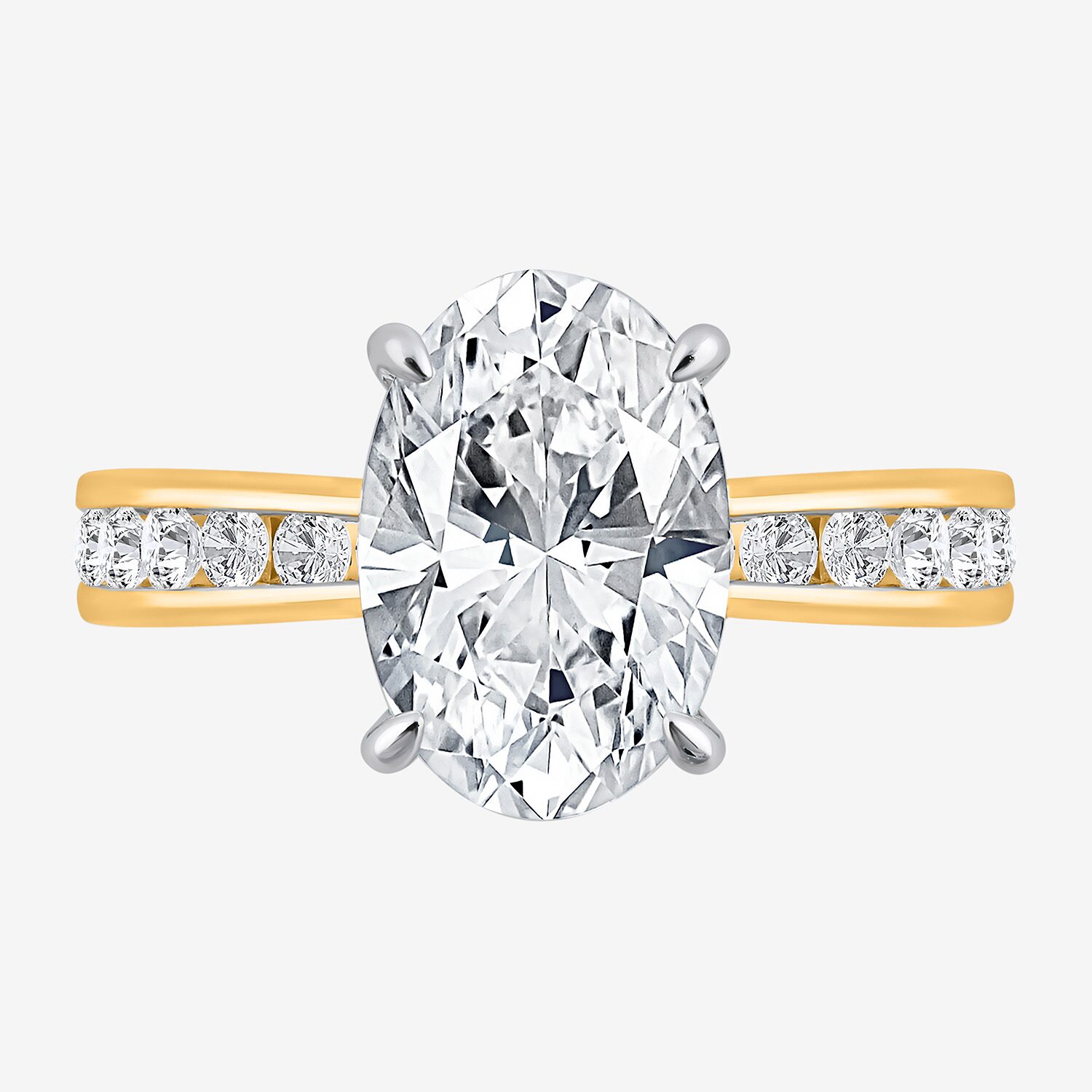 (I / Si2) Womens 3 CT. T.W. Lab Grown White Diamond Sterling Silver Oval Side Stone Engagement Ring