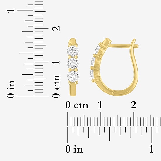 Yes, Please! Womens Lab Created White Sapphire 14K Gold Over Brass 3 Pair Earring Set