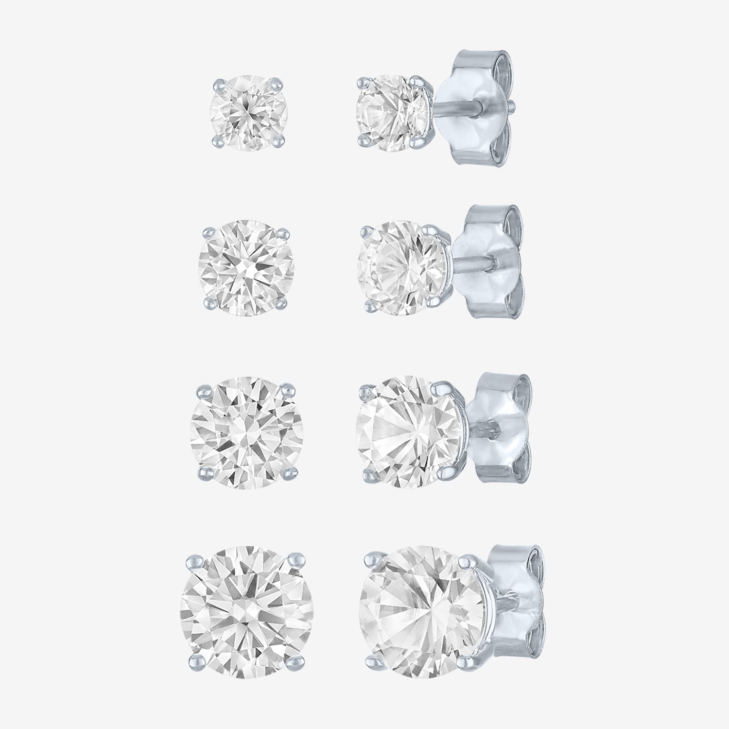 Yes, Please! Womens Lab Created White Sapphire 4 Pair Earring Set