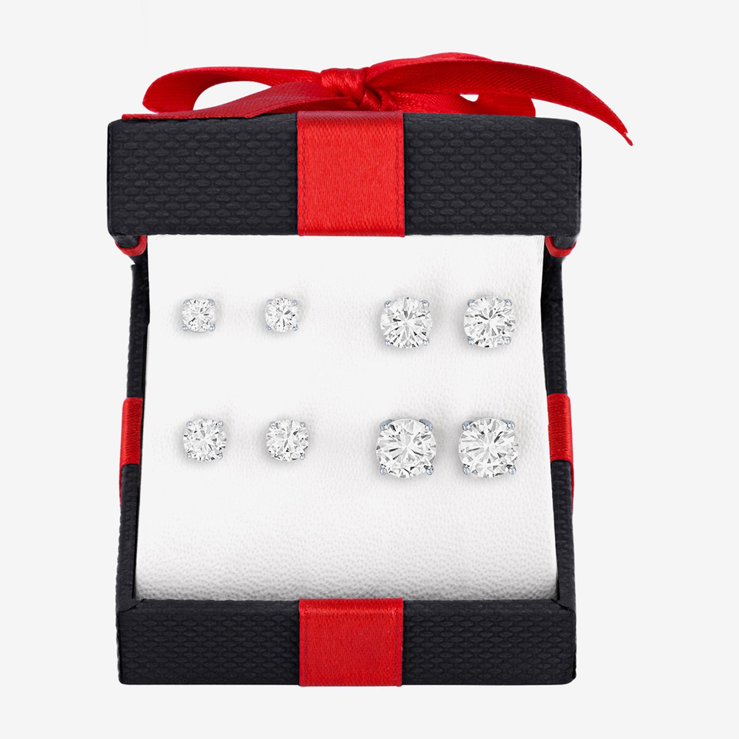 Yes, Please! Womens Lab Created White Sapphire 4 Pair Earring Set