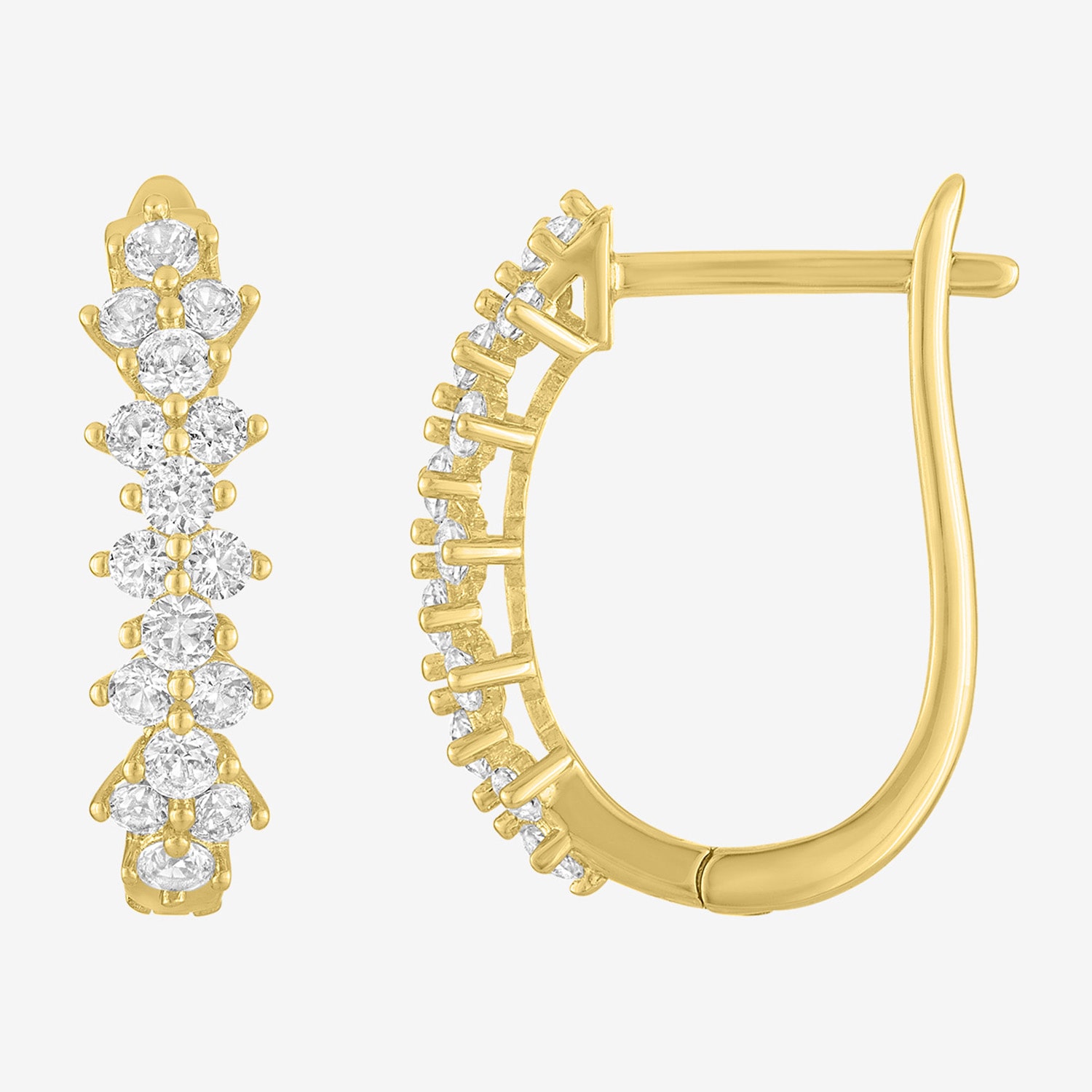 Yes, Please! Womens Lab Created White Sapphire 14K Gold Over Brass 3 Pair Earring Set