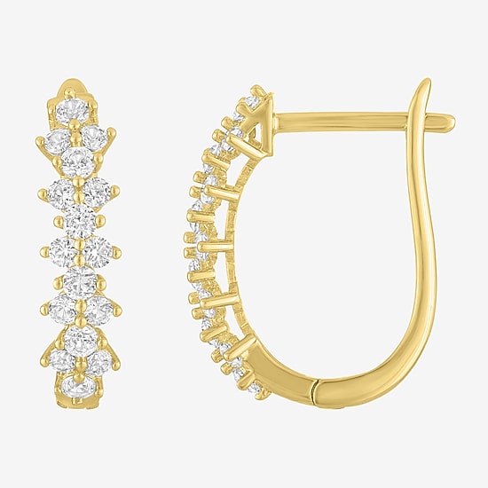 Yes, Please! Womens Lab Created White Sapphire 14K Gold Over Brass 3 Pair Earring Set