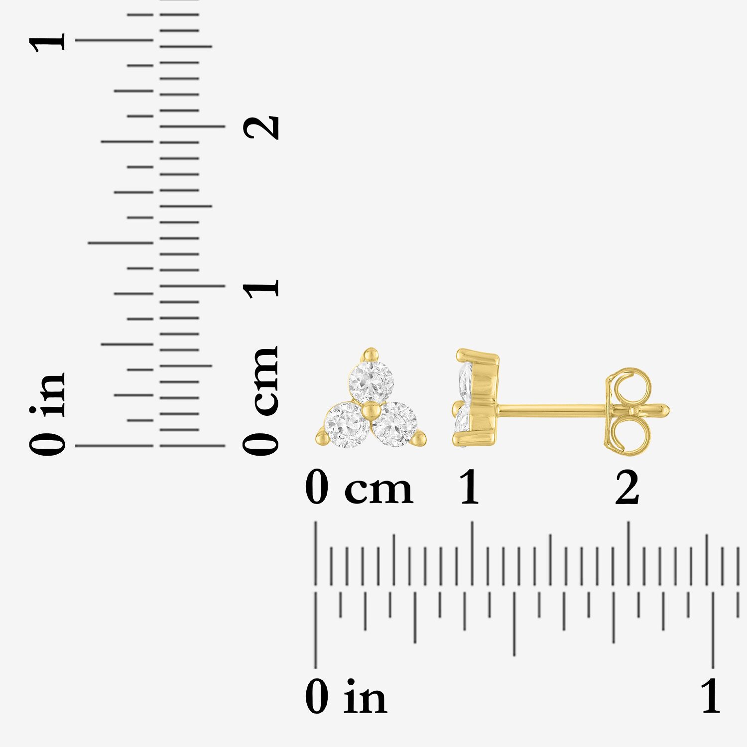 Yes, Please! Womens Lab Created White Sapphire 14K Gold Over Brass 3 Pair Earring Set