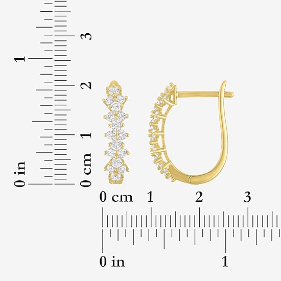 Yes, Please! Womens Lab Created White Sapphire 14K Gold Over Brass 3 Pair Earring Set