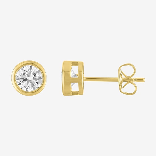 Yes, Please! Womens Lab Created White Sapphire 14K Gold Over Brass 3 Pair Earring Set