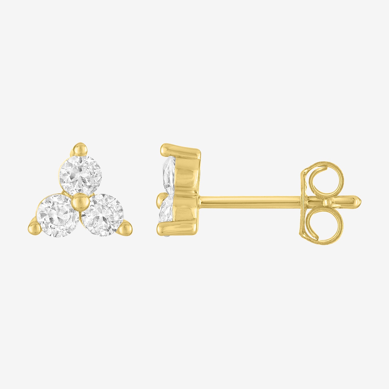 Yes, Please! Womens Lab Created White Sapphire 14K Gold Over Brass 3 Pair Earring Set