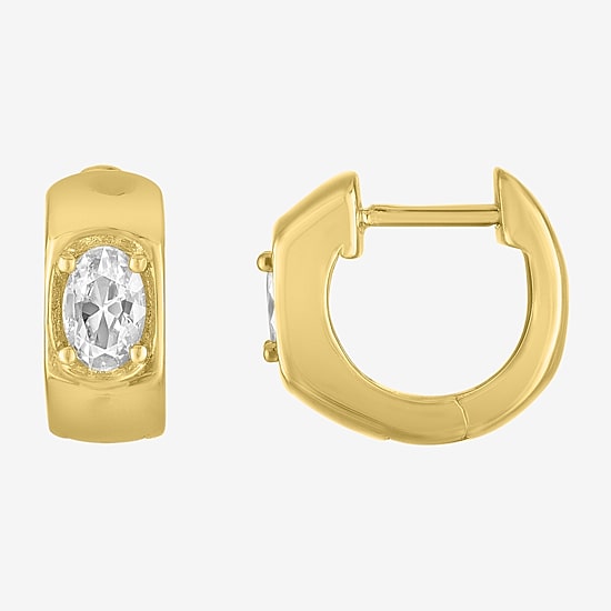 Yes, Please! Womens Lab Created White Sapphire 14K Gold Over Brass 3 Pair Earring Set