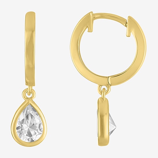 Yes, Please! Womens Lab Created White Sapphire 14K Gold Over Brass 3 Pair Earring Set