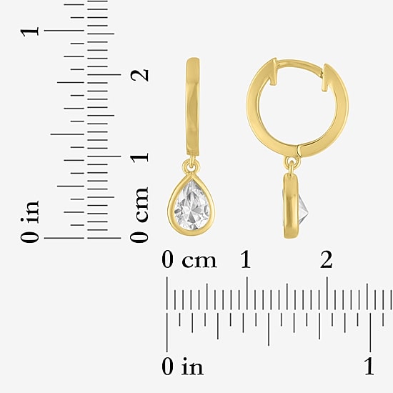 Yes, Please! Womens Lab Created White Sapphire 14K Gold Over Brass 3 Pair Earring Set