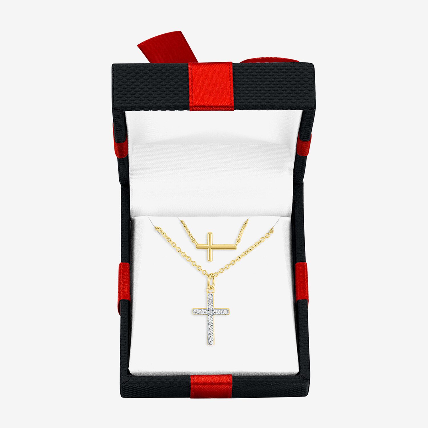 Religious Jewelry Yes, Please! Womens Lab Created White Sapphire Cross 2-pc. Pendant Necklace Set