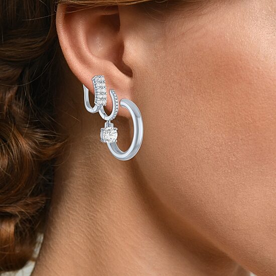 Yes, Please! Womens Lab Created White Sapphire 3 Pair Earring Set