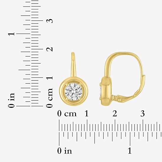 Womens Lab Created White Sapphire 14K Gold Over Brass 3 Pair Earring Set
