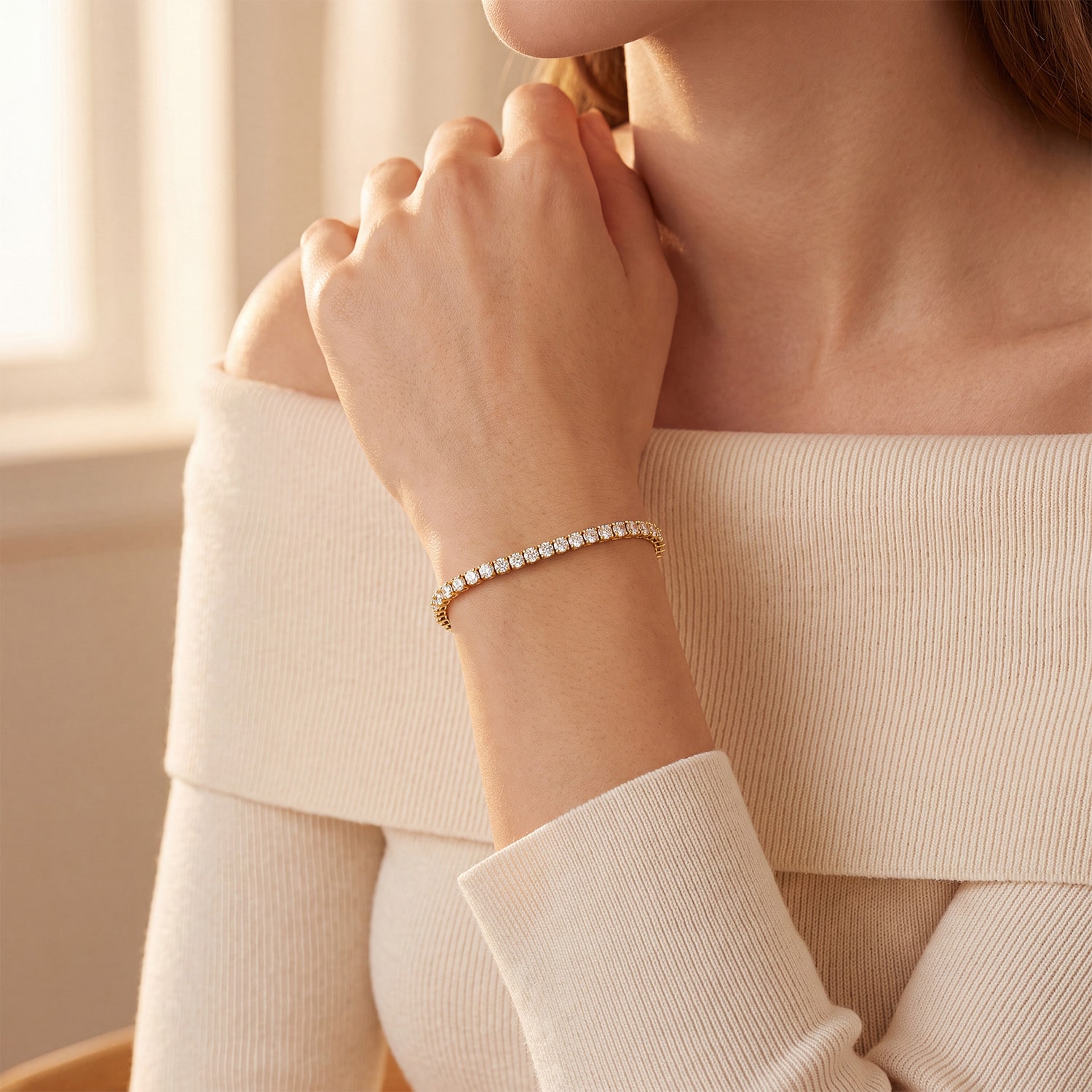 (G-H / Vs1-Vs2) Womens 4 CT. T.W. Lab Grown White Diamond 14K Gold Over Silver 7.25 Inch Tennis Bracelet