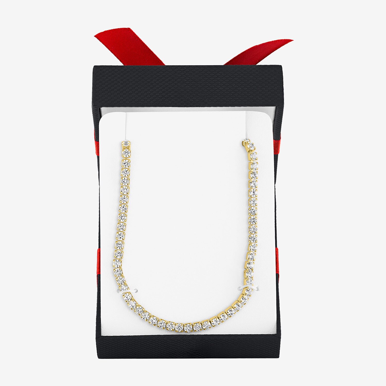 Yes, Please! Womens White Sapphire Pure Silver Over Brass 15 Inch Tennis Necklace