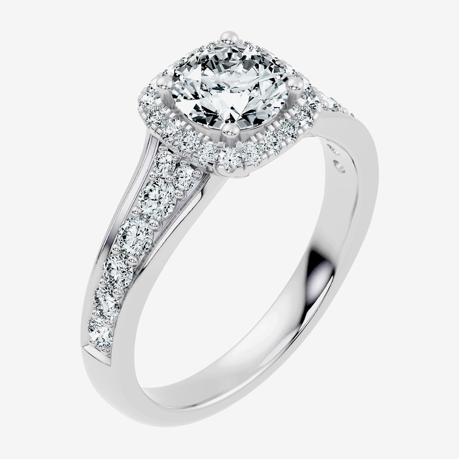 (F-G / Vs2-Si1) Womens 1 1/2 CT. T.W. Lab Grown White Diamond Sterling Silver Round Side Stone Halo Engagement Ring