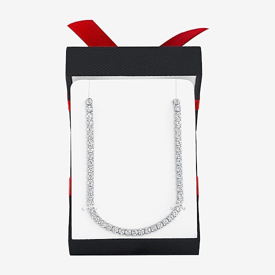 Yes, Please! Womens White Sapphire Pure Silver Over Brass 15 Inch Tennis Necklace