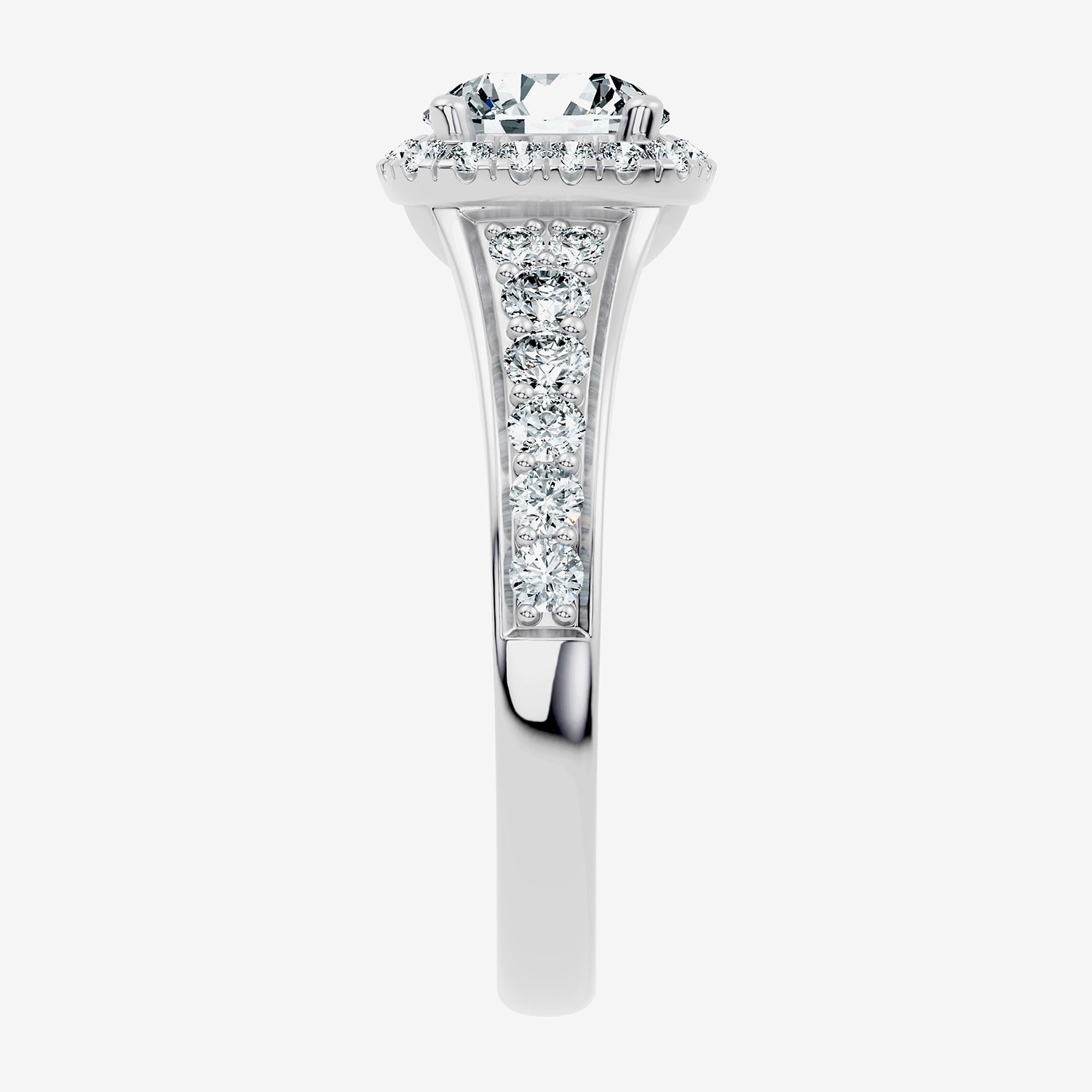 (F-G / Vs2-Si1) Womens 1 1/2 CT. T.W. Lab Grown White Diamond Sterling Silver Round Side Stone Halo Engagement Ring