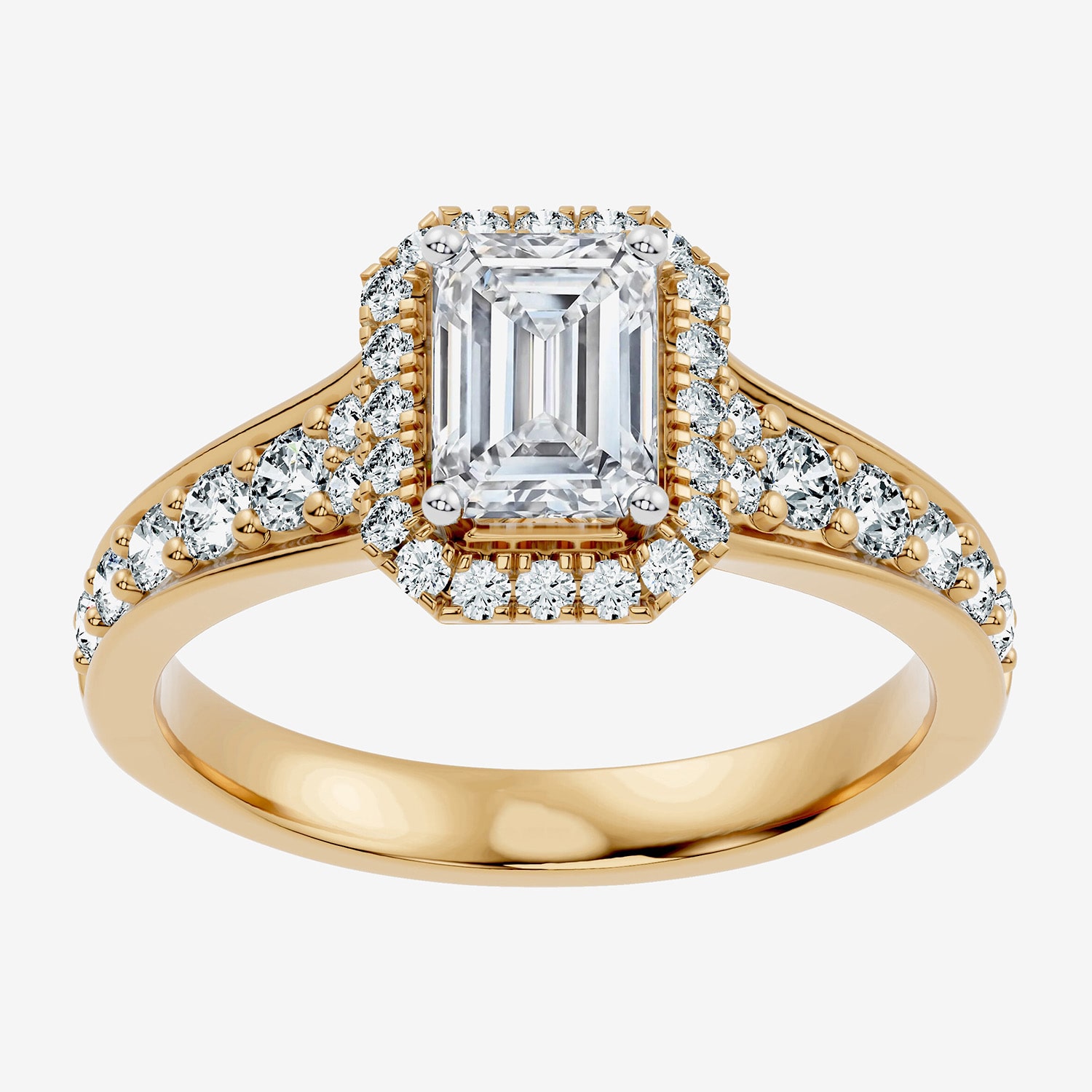 F-G / Vs2-Si1) Womens 1 1/2 CT. T.W. Lab Grown White Diamond 14K Gold Over Silver Side Stone Halo Engagement Ring