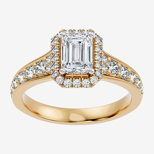 Modern Bride (f-g / Vs2-si1) Womens 1 1/2 Ct. T.w. Lab Grown White Diamond 14k Gold Over Silver Side Stone Halo E In Yellow