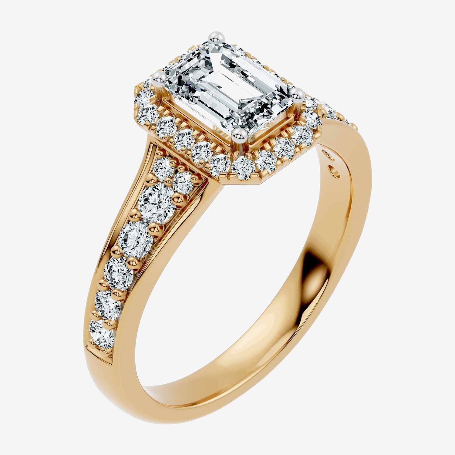 F-G / Vs2-Si1) Womens 1 1/2 CT. T.W. Lab Grown White Diamond 14K Gold Over Silver Side Stone Halo Engagement Ring