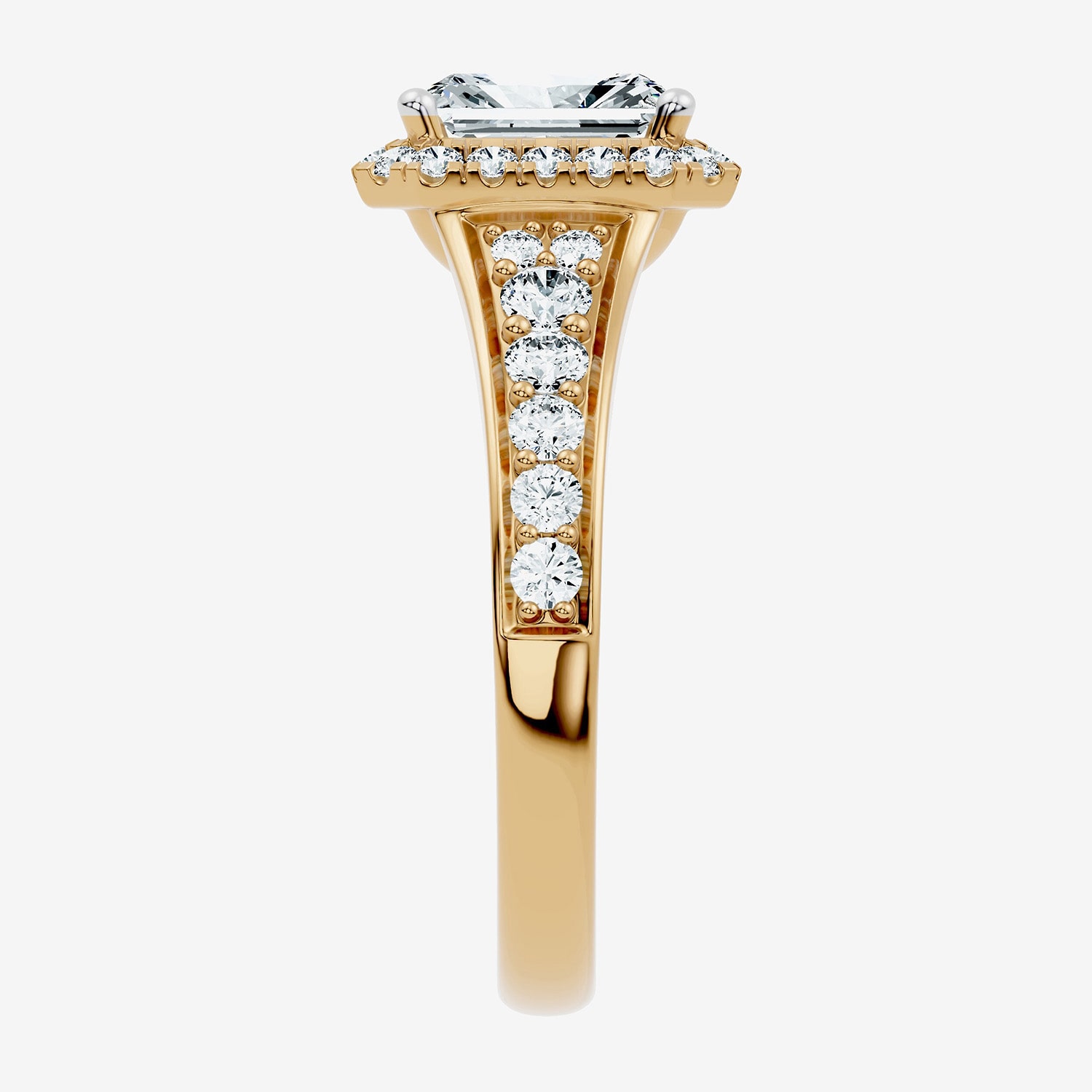 (F-G / Vs2-Si1) Womens 1 1/2 CT. T.W. Lab Grown White Diamond 14K Gold Over Silver Rectangular Side Stone Halo Engagement Ring