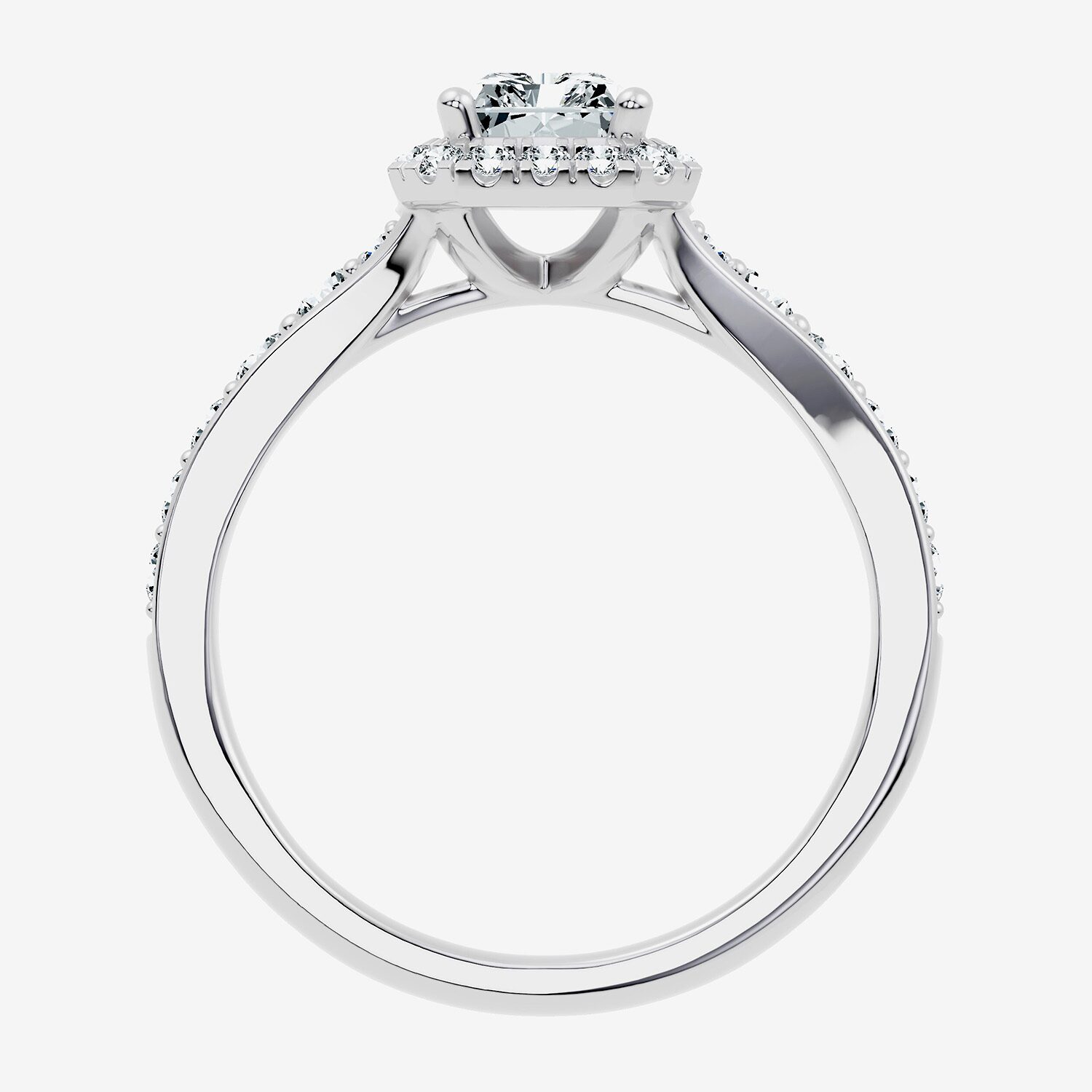 (F-G / Vs2-Si1) Womens 1 1/2 CT. T.W. Lab Grown White Diamond Sterling Silver Rectangular Side Stone Halo Engagement Ring
