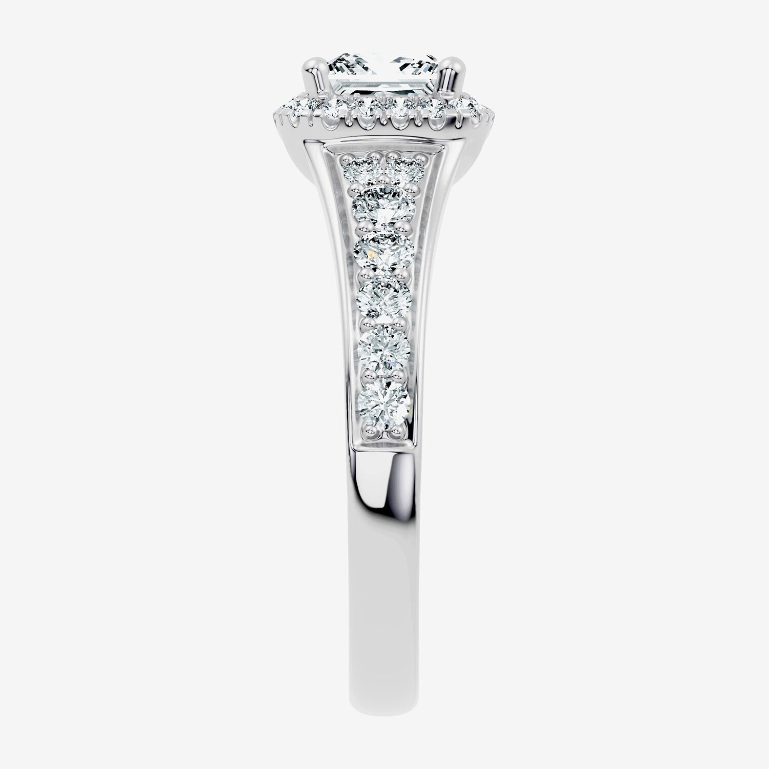 (F-G / Vs2-Si1) Womens 1 1/2 CT. T.W. Lab Grown White Diamond Sterling Silver Side Stone Halo Engagement Ring
