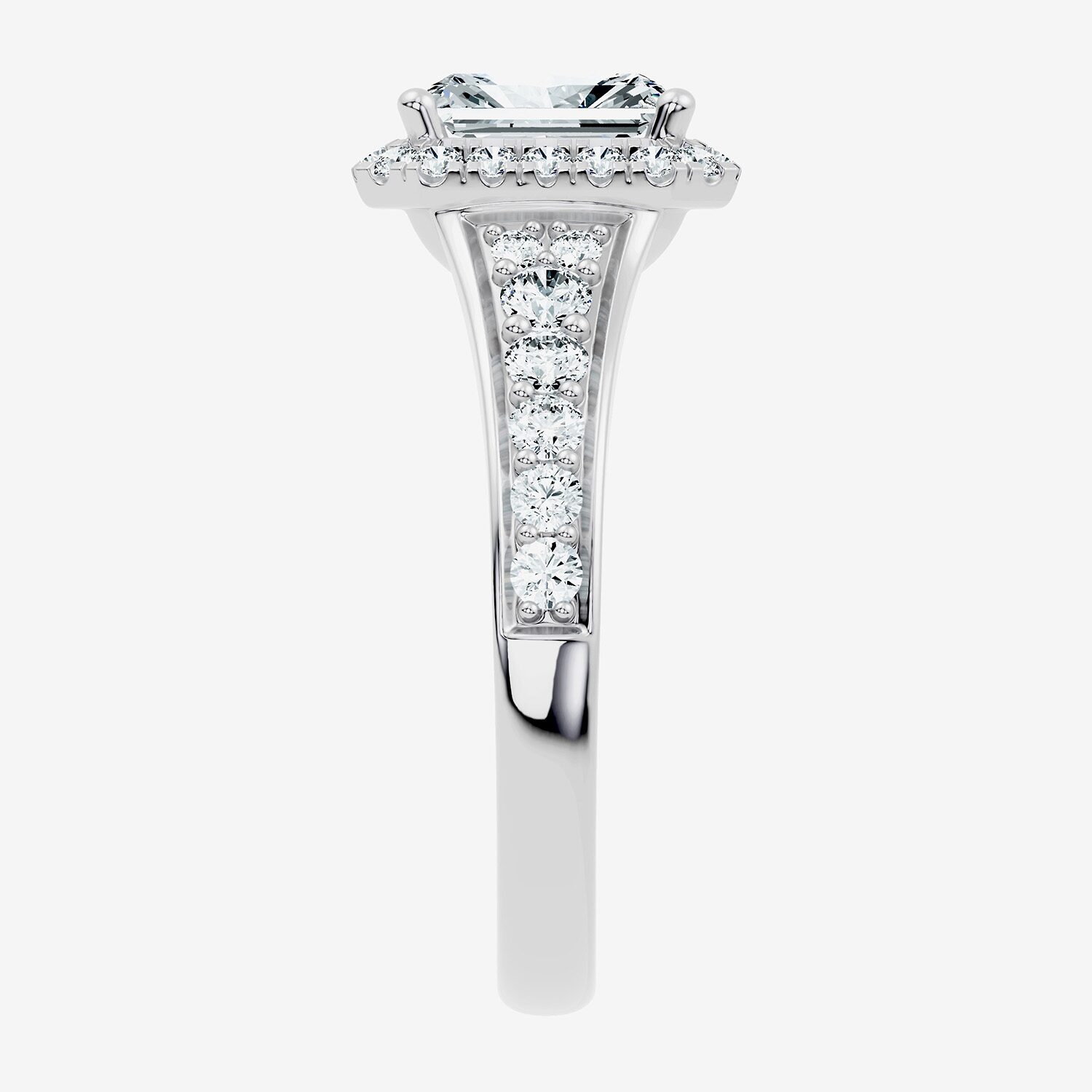 (F-G / Vs2-Si1) Womens 1 1/2 CT. T.W. Lab Grown White Diamond Sterling Silver Rectangular Side Stone Halo Engagement Ring