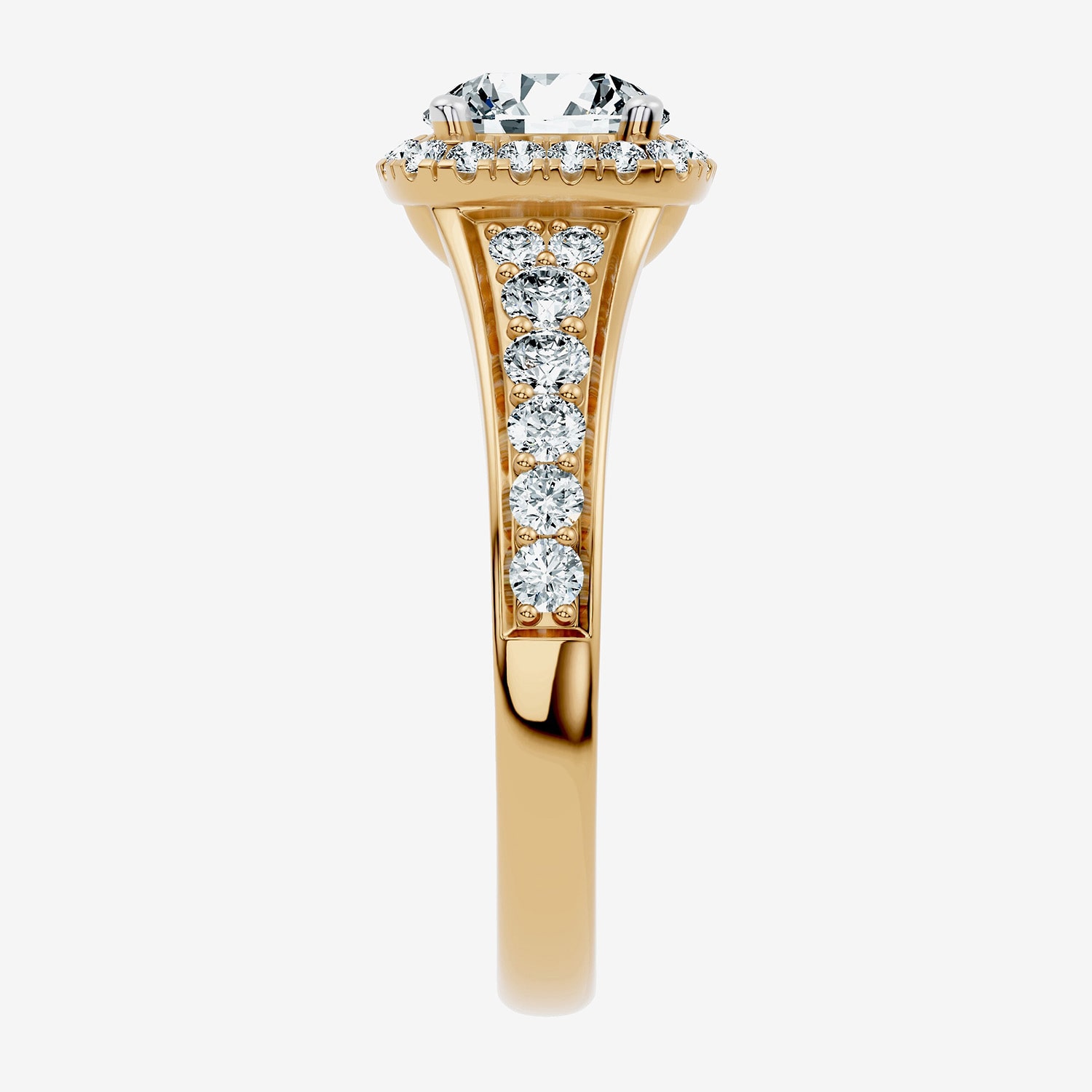 (F-G / Vs2-Si1) Womens 1 1/2 CT. T.W. Lab Grown White Diamond 14K Gold Over Silver Round Side Stone Halo Engagement Ring