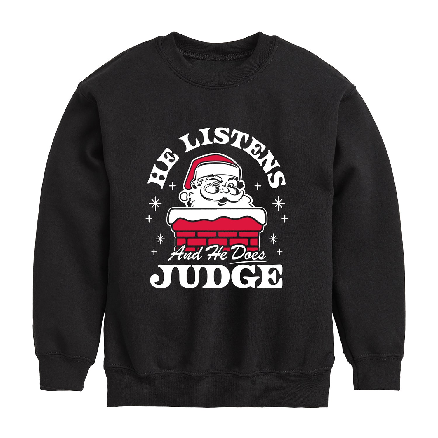 Santa Listen And Judge Little & Big Kid Boys Crew Neck Long Sleeve Sweatshirt