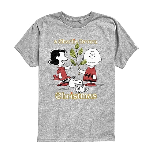Air Waves Charlie Brown Christmas Tree Little & Big Kid Boys Crew Neck Short Sleeve Regular Fit Peanuts Graphi In Gray