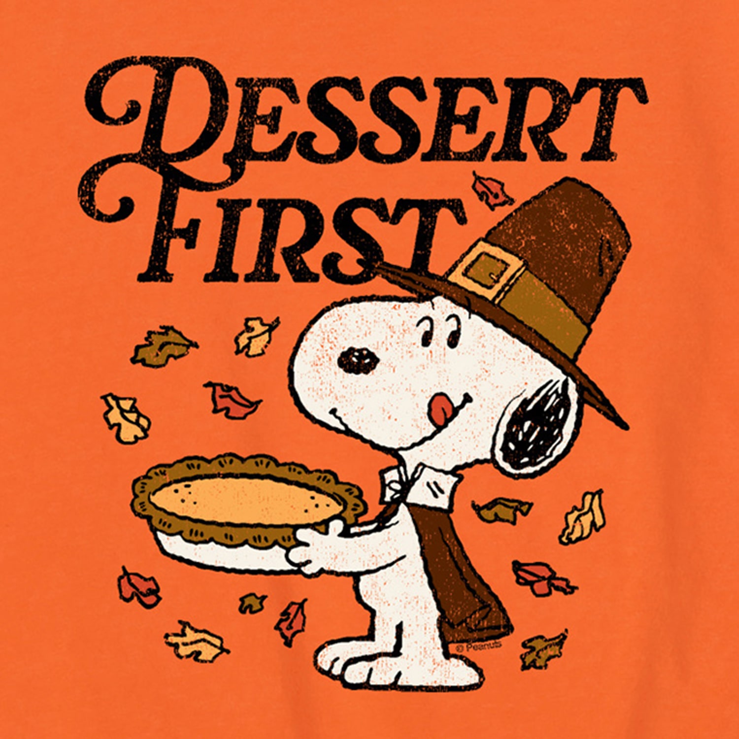 Dessert First Thanksgiving Distressed Little & Big Kid Boys Crew Neck Short Sleeve Regular Fit Peanuts Snoopy Graphic T-Shirt