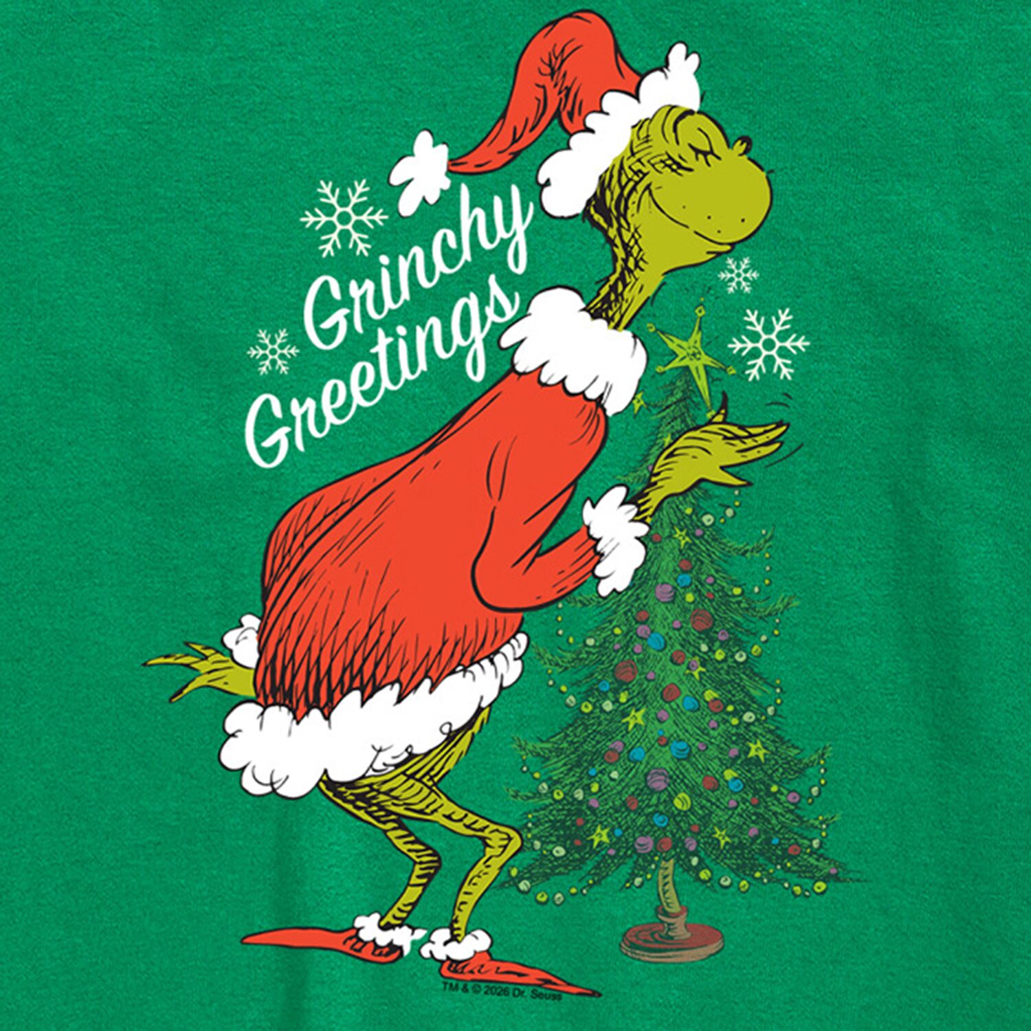 Grinchy Greetings Little & Big Kid Boys Crew Neck Short Sleeve Regular Fit Grinch Graphic T-Shirt