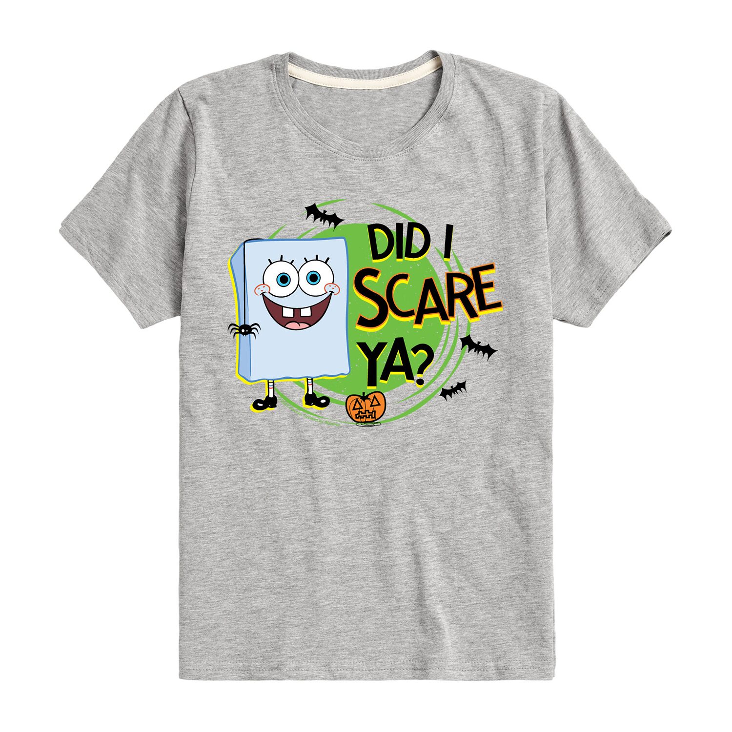 Did I Scare Ya Halloween Little & Big Kid Boys Crew Neck Short Sleeve Regular Fit Spongebob Graphic T-Shirt