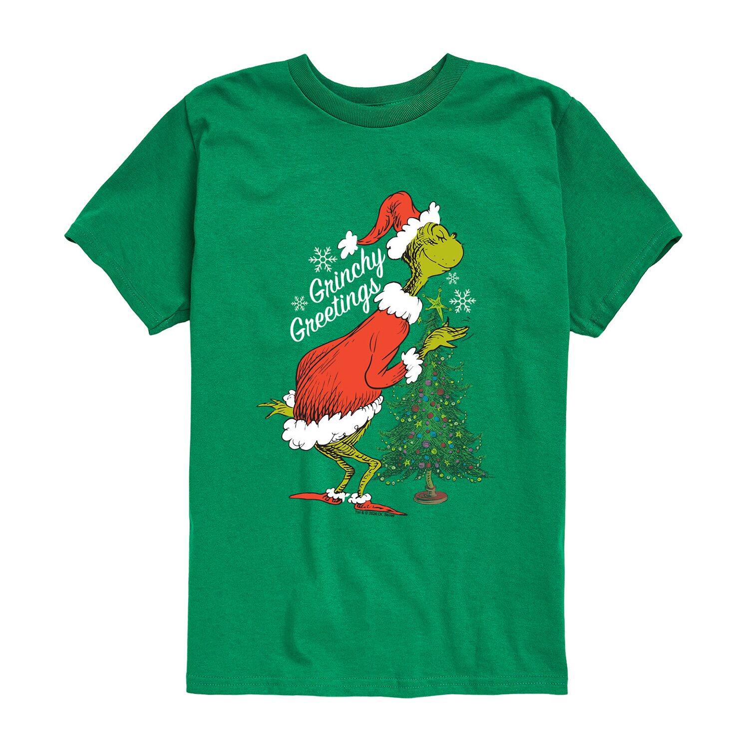 Grinchy Greetings Little & Big Kid Boys Crew Neck Short Sleeve Regular Fit Grinch Graphic T-Shirt