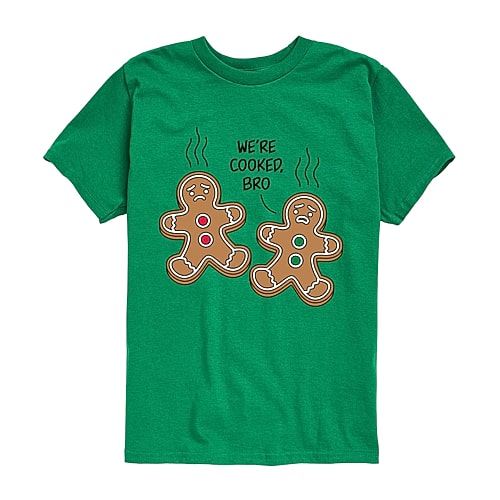 Air Waves Were Cooked Gingerbread Little & Big Kid Boys Crew Neck Short Sleeve Regular Fit Graphic T-shirt In Green