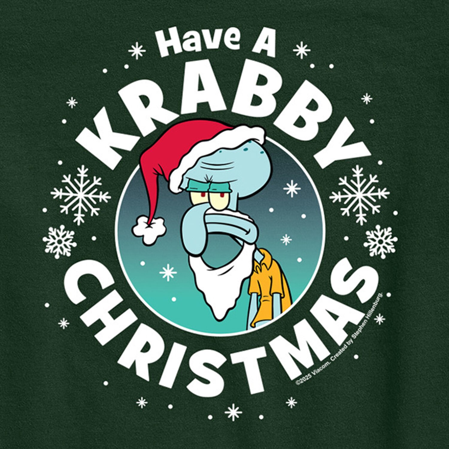 Krabby Christmas Squidward Little & Big Kid Boys Crew Neck Short Sleeve Regular Fit Spongebob Graphic T-Shirt