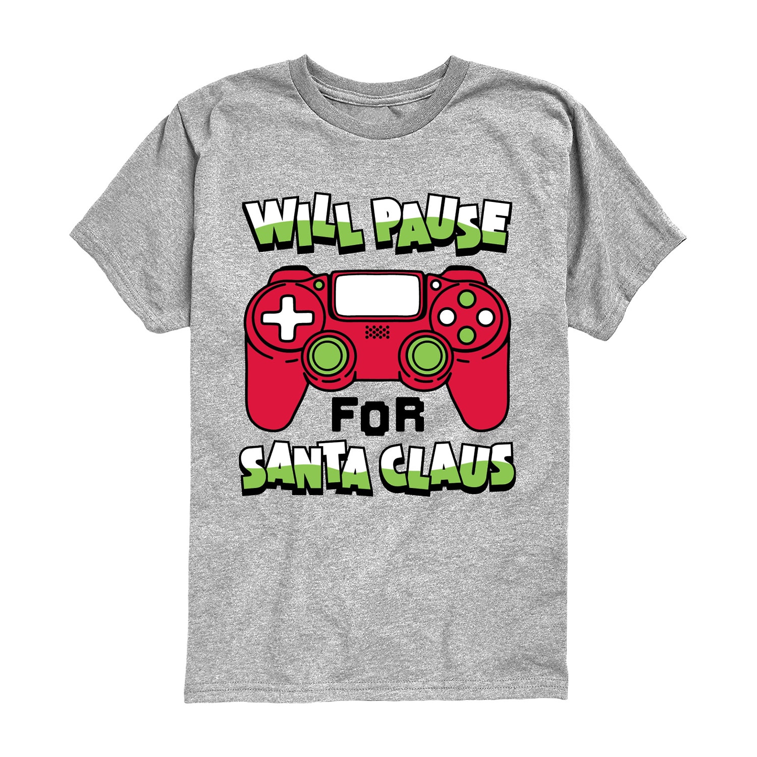 Will Pause For Santa Claus Little & Big Kid Boys Crew Neck Short Sleeve Regular Fit Graphic T-Shirt
